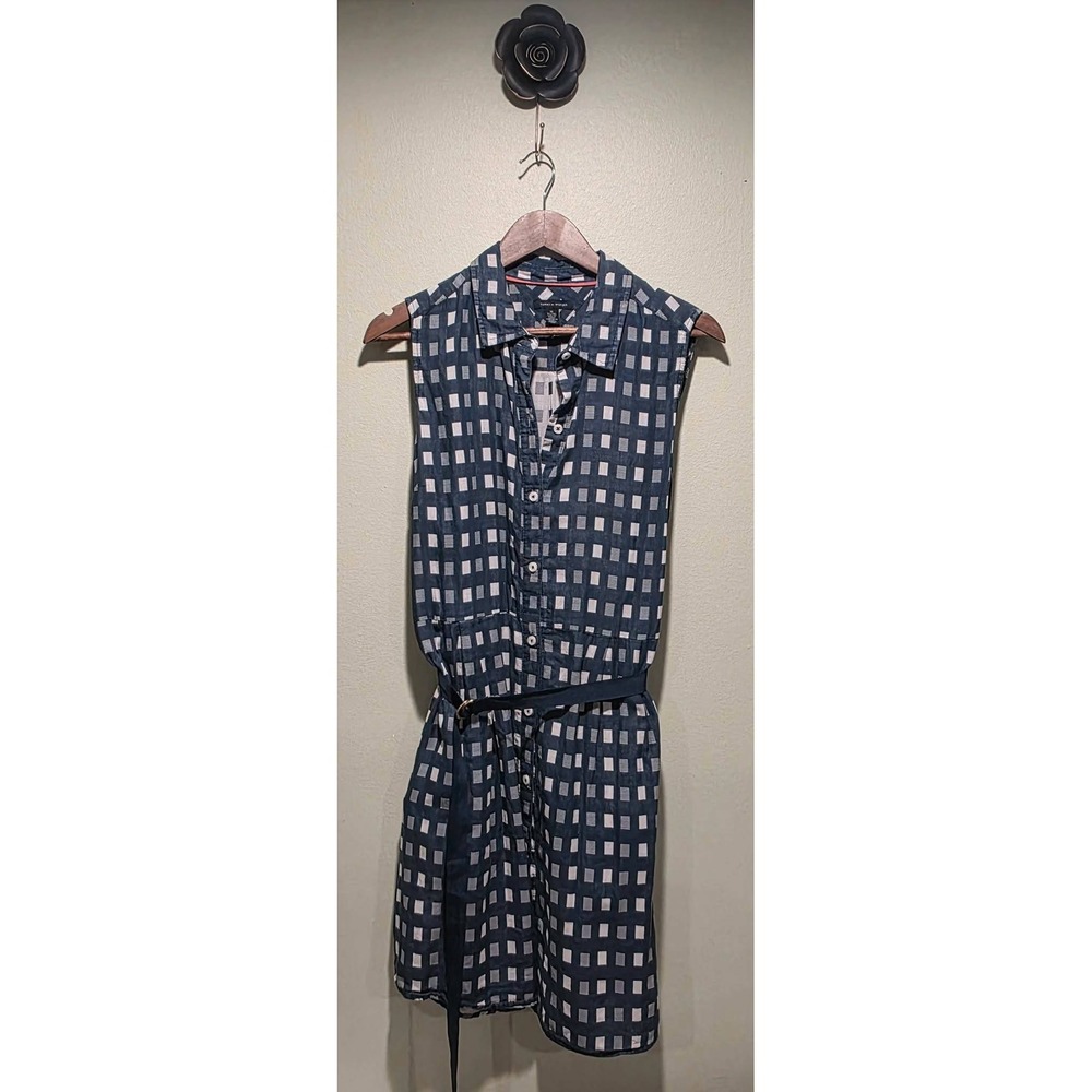 *RescueAnimalFundraiser*Tommy Hilfiger Navy Geometric Sleeveless Belted Dress XL